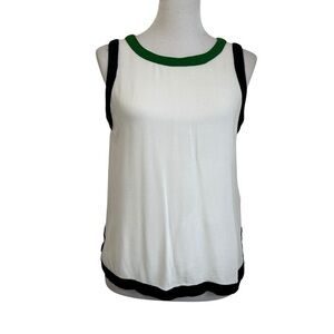Anthropologie Harlyn Womens Tank Top Blouse Sz XS White Split Back Sleeveless